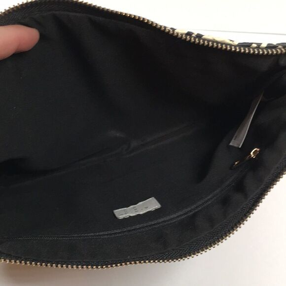 A New Day Straw Rafia Black and Creme Pom Pom Clutch Wristlet - Picture 9 of 14